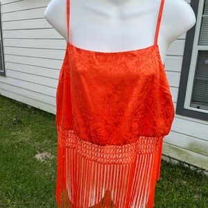 Bright Orange Fringe Cami